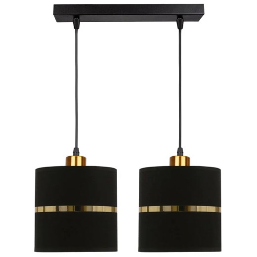 Podwójna lampa wisząca abażurowa do salonu czarny + złoto - Z036-Reso ze sklepu Edinos.pl w kategorii Lampy wiszące - zdjęcie 172322010