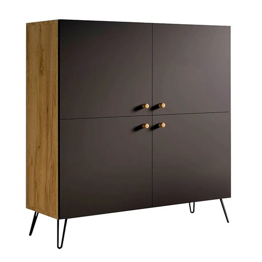 Komoda w stylu loft z półkami dąb craft + czarny - Zorina 5X ze sklepu Edinos.pl w kategorii Komody - zdjęcie 172322081