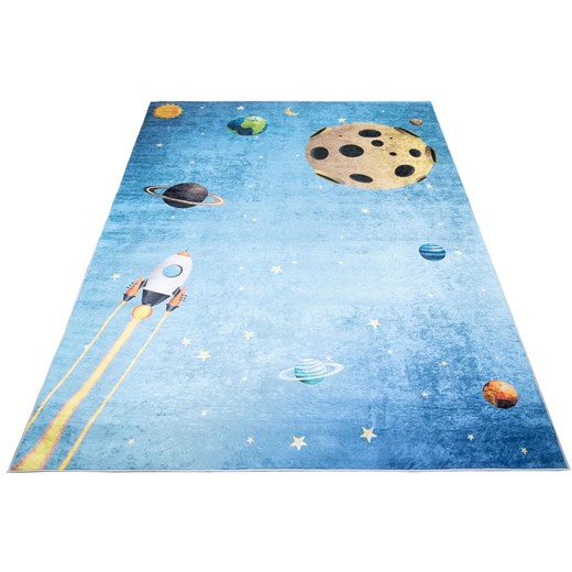 Niebieski dywan dziecięcy z planetami - Cebo 6X ze sklepu Edinos.pl w kategorii Tekstylia dziecięce - zdjęcie 172322121