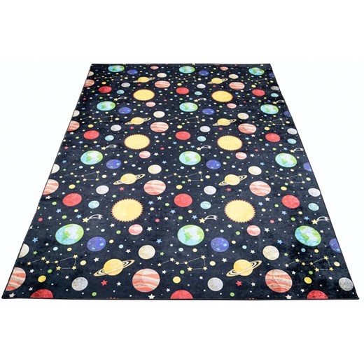 Czarno-kolorowy dywan dziecięcy z planetami i gwiazdami - Cebo 7X Profeos One Size Edinos.pl