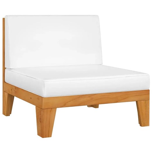 Drewniany fotel ogrodowy z kremowymi poduszkami - Arkano 4X Elior One Size Edinos.pl