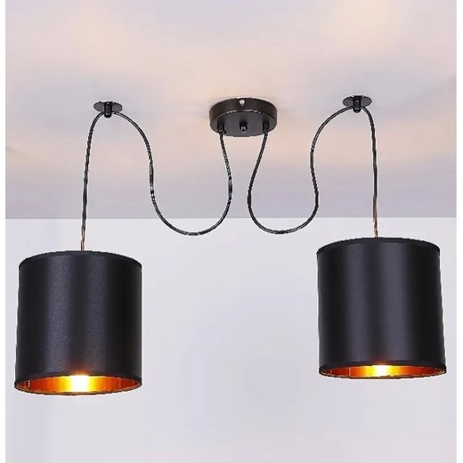Czarna lampa wisząca z dwoma kloszami o złotym środku - V143-Peluvio Lumes One Size Edinos.pl