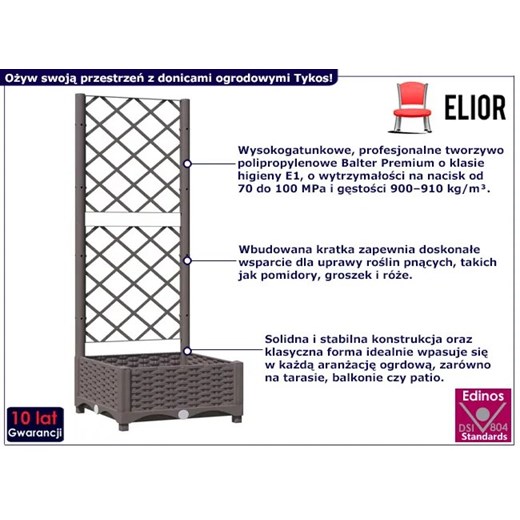Brązowa donica ogrodowa z kratką - Tykos Elior One Size Edinos.pl