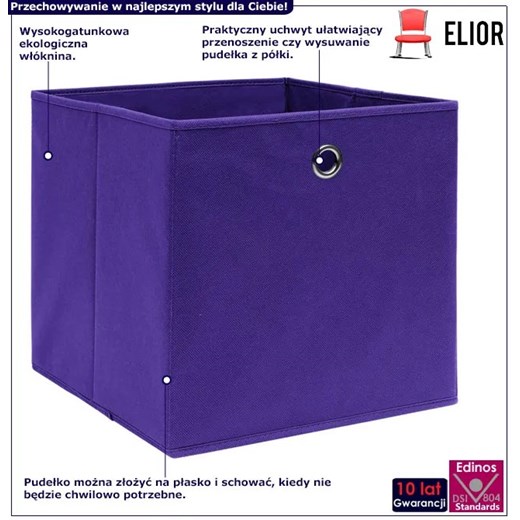 Fioletowy komplet 4 pudełek do przechowywania - Fiwa 4X Elior One Size Edinos.pl
