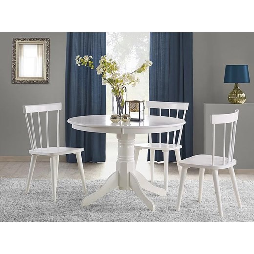 Biały okrągły stół z krzesłami - Atleso One Size Edinos.pl