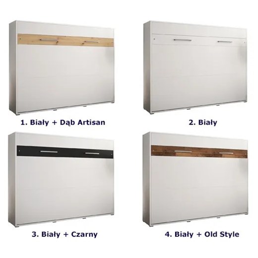 Młodzieżowe łóżko chowane w szafie biały + dąb artisan - Foxor 6X 160x200 Elior One Size Edinos.pl