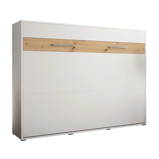 Młodzieżowe łóżko chowane w szafie biały + dąb artisan - Foxor 6X 160x200 Elior One Size Edinos.pl