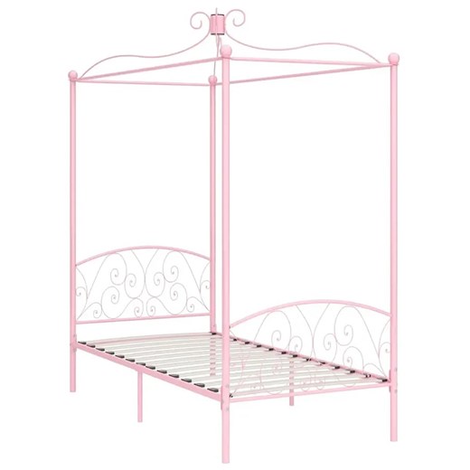 Różowe metalowe łóżko pojedyncze 90x200 cm G5-N04 ze sklepu Edinos.pl w kategorii Łóżka i materace - zdjęcie 172323203