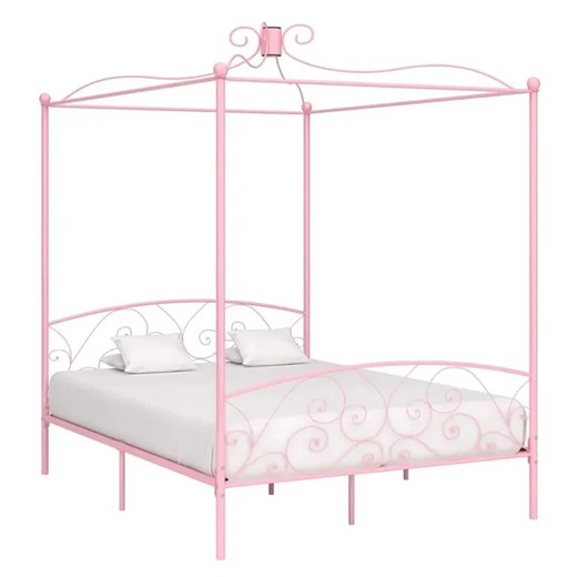Różowe podwójne łóżko rustykalne 180x200 cm - Orfes ze sklepu Edinos.pl w kategorii Łóżka i materace - zdjęcie 172323212