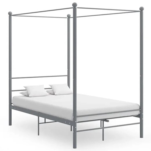 Szare metalowe łóżko z baldachimem 140x200 cm - Wertes Elior One Size Edinos.pl