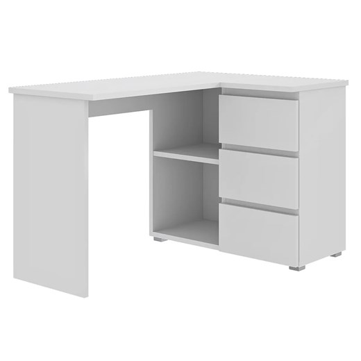 Białe narożne biurko z szufladami i półkami - Egrof 9X Elior One Size okazyjna cena Edinos.pl