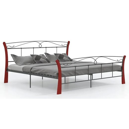 Czarne metalowe łóżko rustykalne 200x200 cm - Bover ze sklepu Edinos.pl w kategorii Łóżka i materace - zdjęcie 172323393