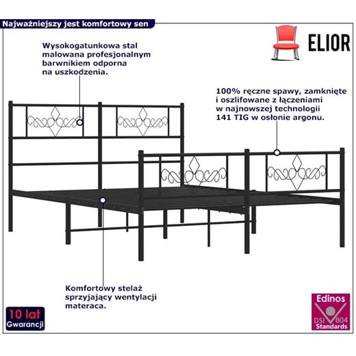 Czarne metalowe łóżko rustykalne 120x200cm - Gisel Elior One Size Edinos.pl
