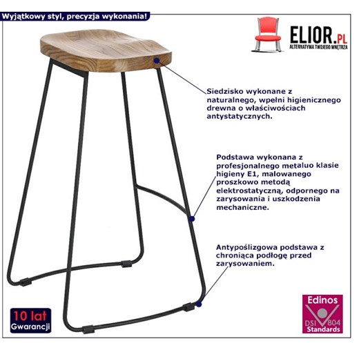 Loftowy hoker drewniany bez oparcia - Eved Elior One Size Edinos.pl