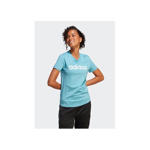 adidas T-Shirt Essentials Slim Logo T-Shirt IC0629 Niebieski Slim Fit ze sklepu MODIVO w kategorii Bluzki damskie - zdjęcie 172325422
