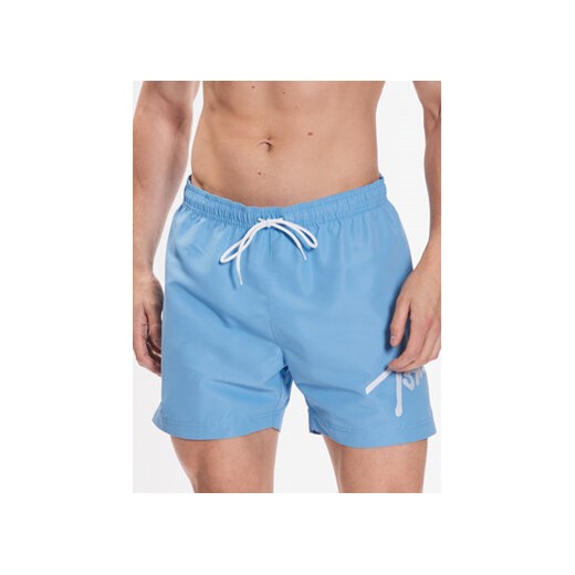 Tommy Jeans Szorty kąpielowe UM0UM02862 Błękitny Regular Fit ze sklepu MODIVO w kategorii Kąpielówki - zdjęcie 172325521