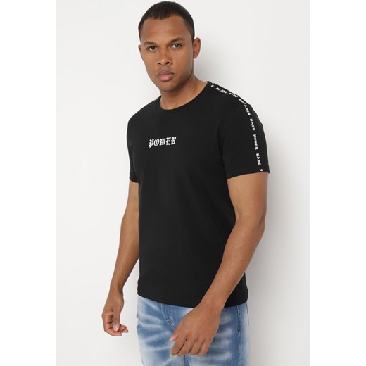 Czarna Bawełniana Koszulka T-shirt z Nadrukiem Dorolia ze sklepu Born2be Odzież w kategorii T-shirty męskie - zdjęcie 172326334
