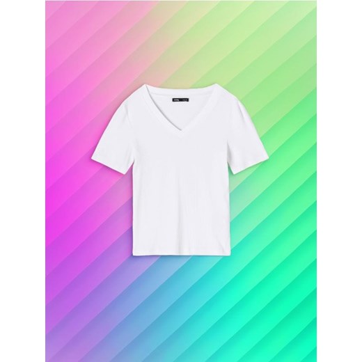 Sinsay - Koszulka bawełniana - biały ze sklepu Sinsay w kategorii Bluzki damskie - zdjęcie 172328234