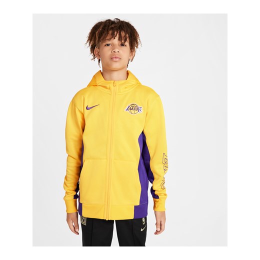 Bluza z kapturem i zamkiem na całej długości dla dużych dzieci Nike Dri-FIT NBA Los Angeles Lakers Showtime - Żółty ze sklepu Nike poland w kategorii Bluzy chłopięce - zdjęcie 172330173