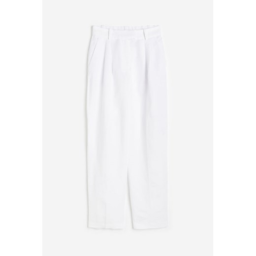 H & M - Zwężane spodnie z domieszką lnu - Biały ze sklepu H&M w kategorii Spodnie damskie - zdjęcie 172330462