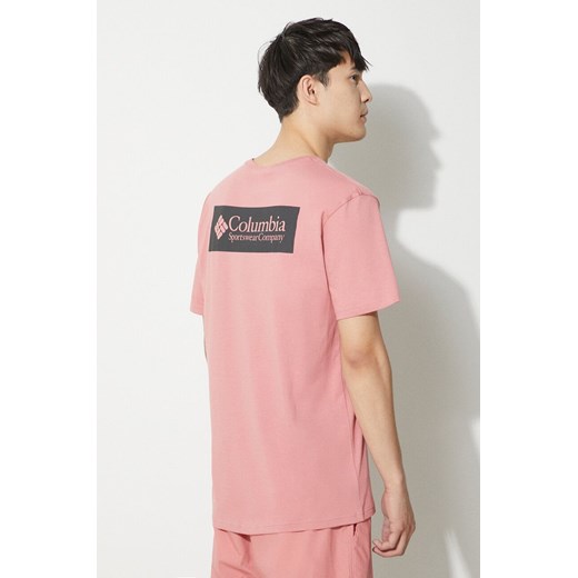 Columbia t-shirt bawełniany North Cascades kolor różowy z nadrukiem 1834041 ze sklepu PRM w kategorii T-shirty męskie - zdjęcie 172332513