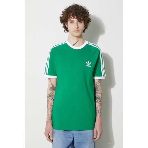 adidas Originals t-shirt bawełniany Adicolor Classics 3-Stripes Tee kolor zielony z nadrukiem IM0410 ze sklepu PRM w kategorii T-shirty męskie - zdjęcie 172332661