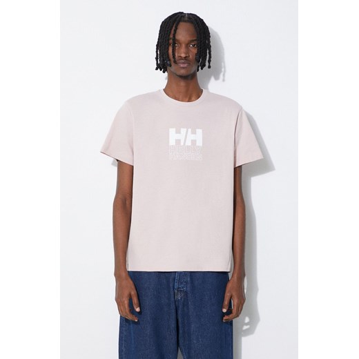 Helly Hansen t-shirt bawełniany kolor różowy wzorzysty ze sklepu PRM w kategorii T-shirty męskie - zdjęcie 172333040