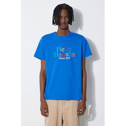 Helly Hansen t-shirt bawełniany kolor niebieski wzorzysty ze sklepu PRM w kategorii T-shirty męskie - zdjęcie 172333042