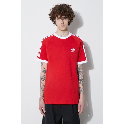 adidas Originals t-shirt bawełniany Adicolor Classics 3-Stripes kolor czerwony wzorzysty IA4852 ze sklepu PRM w kategorii T-shirty męskie - zdjęcie 172333064