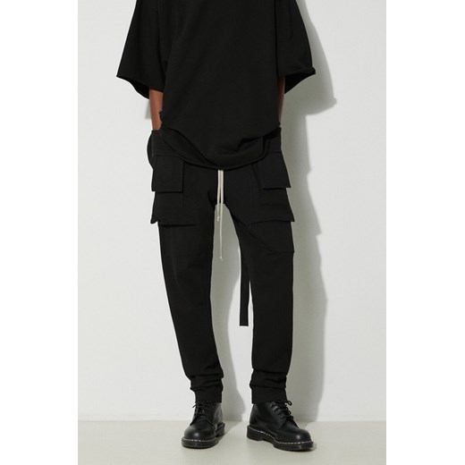 Rick Owens spodnie bawełniane Knit Pants Creatch Cargo Drawstring kolor czarny w fasonie cargo DU01D1376.RIG.09 ze sklepu PRM w kategorii Spodnie męskie - zdjęcie 172333684