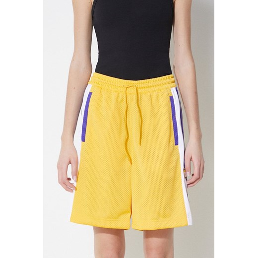 adidas Originals szorty damskie kolor żółty wzorzyste high waist IS2471 ze sklepu PRM w kategorii Szorty - zdjęcie 172333750