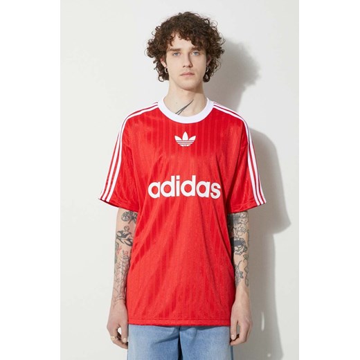 adidas Originals t-shirt Adicolor Poly Tee męski kolor czerwony z nadrukiem IM9458 ze sklepu PRM w kategorii T-shirty męskie - zdjęcie 172334003