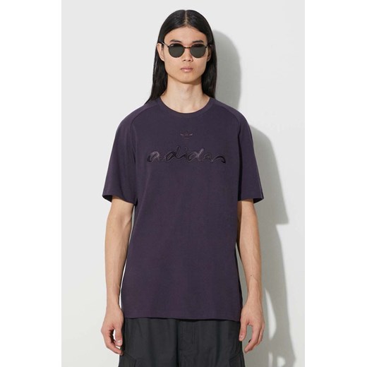 adidas Originals t-shirt bawełniany Fashion Graphic męski kolor fioletowy gładki IT7493 ze sklepu PRM w kategorii T-shirty męskie - zdjęcie 172334013