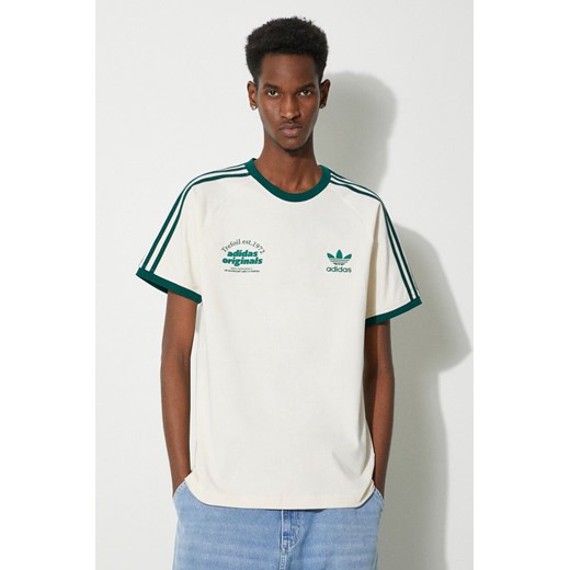 adidas Originals t-shirt bawełniany męski kolor beżowy z nadrukiem IU0217 ze sklepu PRM w kategorii T-shirty męskie - zdjęcie 172334041