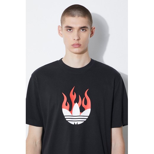 adidas Originals t-shirt bawełniany Flames męski kolor czarny z nadrukiem IS0178 ze sklepu PRM w kategorii T-shirty męskie - zdjęcie 172334063