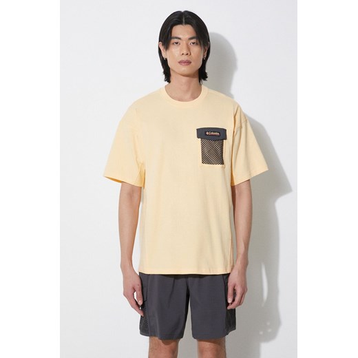 Columbia t-shirt bawełniany Painted Peak męski kolor żółty z aplikacją 2074481 ze sklepu PRM w kategorii T-shirty męskie - zdjęcie 172334091