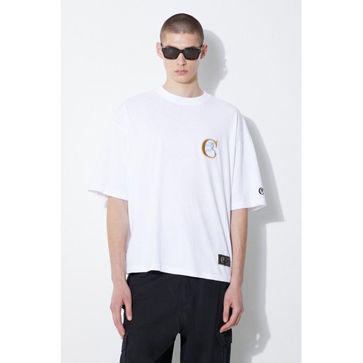 Champion t-shirt bawełniany męski kolor biały z aplikacją 219999 ze sklepu PRM w kategorii T-shirty męskie - zdjęcie 172334163