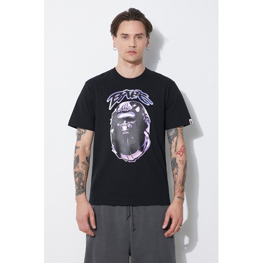 A Bathing Ape t-shirt bawełniany Ape Head Graffiti Tee męski kolor czarny z nadrukiem 1J80110040 ze sklepu PRM w kategorii T-shirty męskie - zdjęcie 172334191