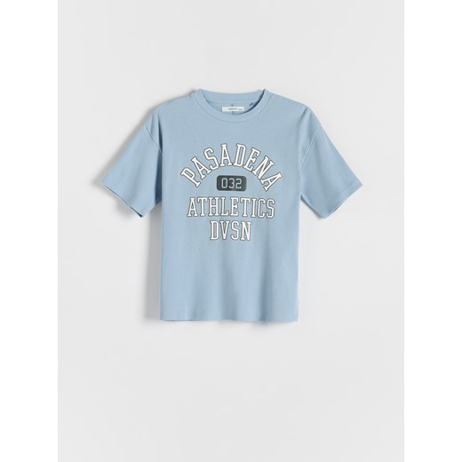 Reserved - T-shirt oversize z nadrukiem - jasnoniebieski ze sklepu Reserved w kategorii T-shirty chłopięce - zdjęcie 172337163