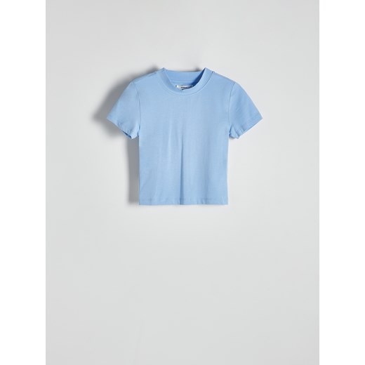 Reserved - Krótki t-shirt ze stójką - niebieski ze sklepu Reserved w kategorii Bluzki damskie - zdjęcie 172337190