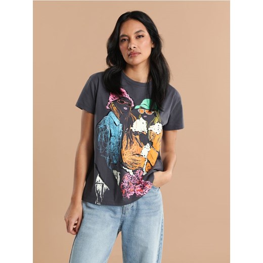 Sinsay - Koszulka bawełniana - szary ze sklepu Sinsay w kategorii Bluzki damskie - zdjęcie 172337951