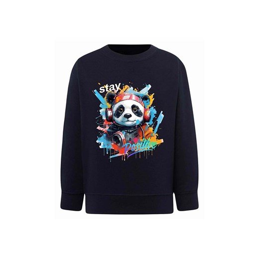 Granatowa chłopięca bluza z nadrukiem - Panda ze sklepu 5.10.15 w kategorii Bluzy chłopięce - zdjęcie 172338334