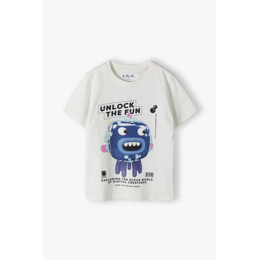 Bawełniany t-shirt z zabawnym potworkiem - 5.10.15. ze sklepu 5.10.15 w kategorii T-shirty chłopięce - zdjęcie 172338350