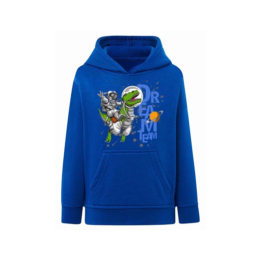 Niebieska bluza kangurka z kapturem Astronauta & Dinozaur ze sklepu 5.10.15 w kategorii Bluzy chłopięce - zdjęcie 172338370