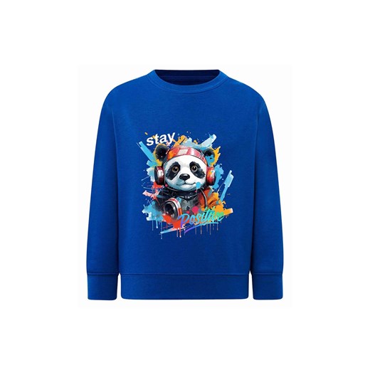 Niebieska chłopięca bluza z nadrukiem - Panda ze sklepu 5.10.15 w kategorii Bluzy chłopięce - zdjęcie 172338431