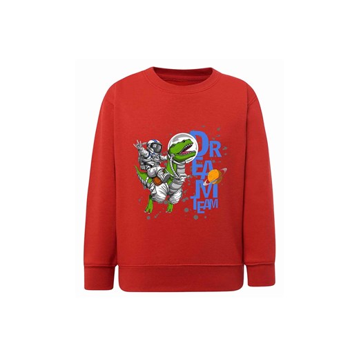 Dzianinowa bluza nierozpinana Astronauta & Dinozaur czerwona ze sklepu 5.10.15 w kategorii Bluzy chłopięce - zdjęcie 172338470