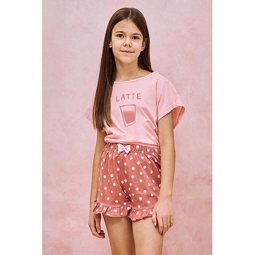Dziewczęca piżama różowa z bawełny Frankie Taro - Latte ze sklepu 5.10.15 w kategorii Piżamy dziecięce - zdjęcie 172338484