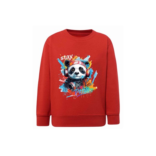 Czerwona chłopięca bluza z nadrukiem - Panda ze sklepu 5.10.15 w kategorii Bluzy chłopięce - zdjęcie 172338493