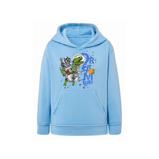 Błękitna bluza kangurka z kapturem - Astronauta & Dinozaur ze sklepu 5.10.15 w kategorii Bluzy chłopięce - zdjęcie 172338534