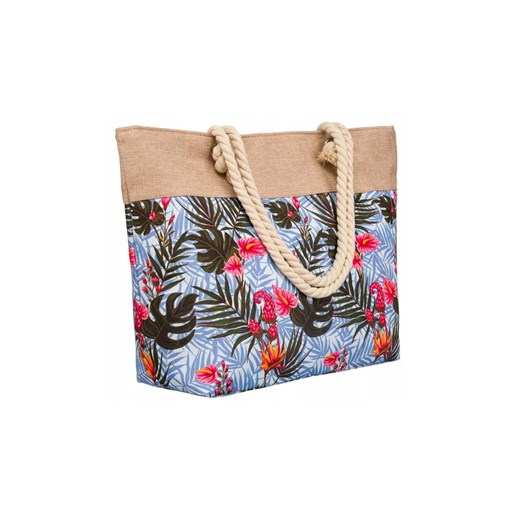 Plażowa torebka shopperka damska jasnoniebieska ze sklepu 5.10.15 w kategorii Torby letnie - zdjęcie 172338542